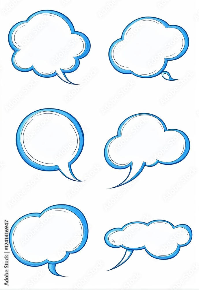 Blue Bubble Hand Drawn Cartoon Dialog Blue Bubble Hand Drawn Cartoon Dialog