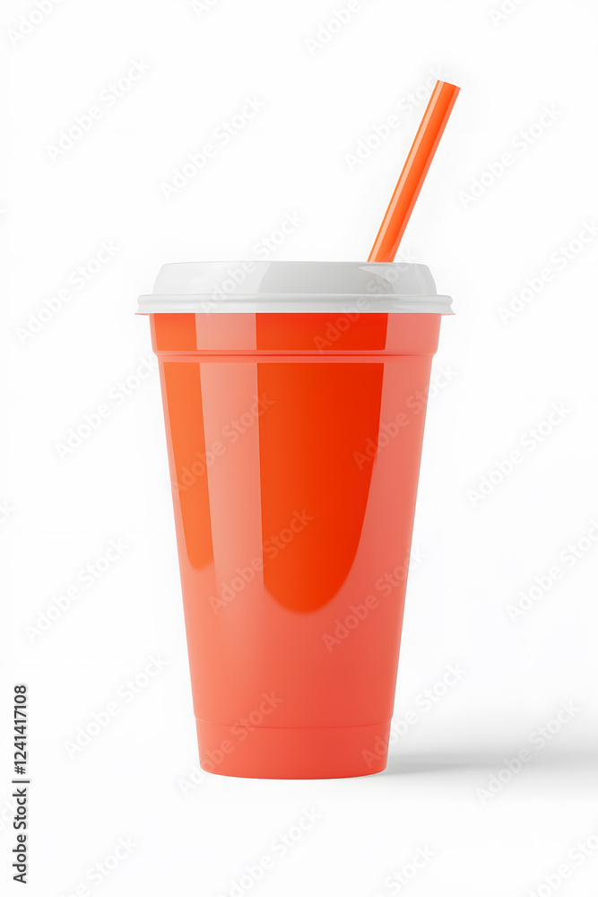 Clear Empty Plastic Drink Cup With Straw For Beverage Branding Mockup Isolated on white backdrop Clear Empty Plastic Drink Cup With Straw For Beverage Branding Mockup Isolated on white backdrop