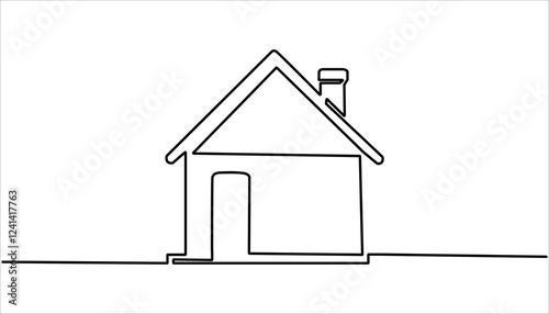 House icon continuous one line drawing. Vector modern architecture of house. Home, house sign line continuous drawing vector