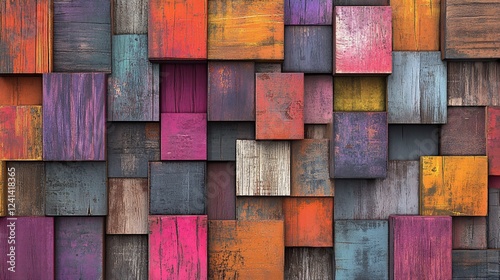 Colorful wooden blocks background texture. (1)