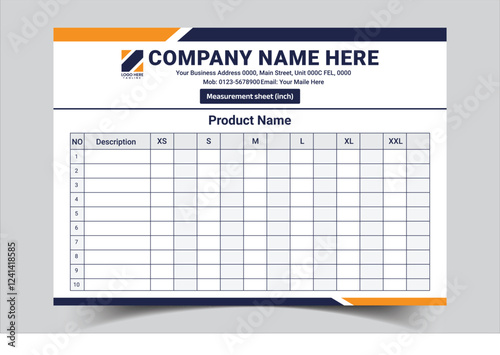 Corporate measurement sheet receipt book design template