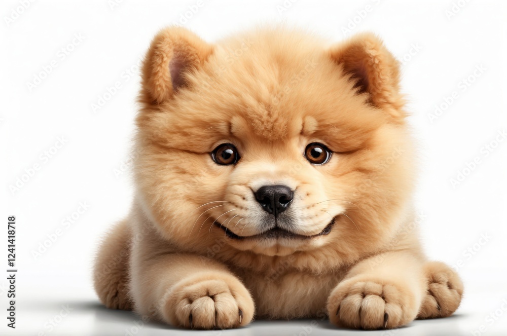 Obraz premium Cute adorable domestic curious pet dog animal puppy with its paws peeking over a white surface, photorealistic illustration on isolated background texture design. 