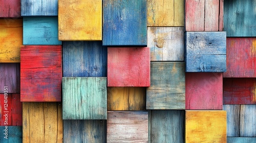 Colorful wooden blocks background texture.