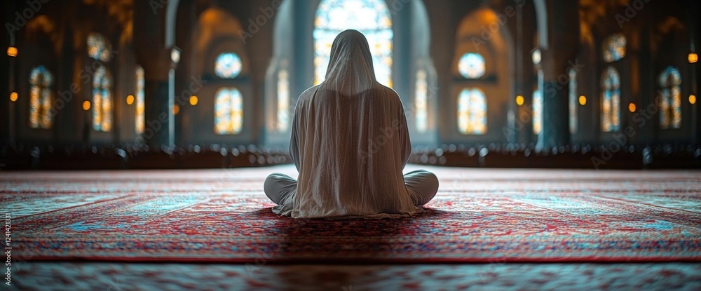 Fototapeta premium Person in Prayer in a Mosque