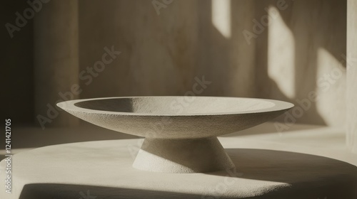 Minimalist stone bowl display contemporary art studio still life photography natural light aesthetic design