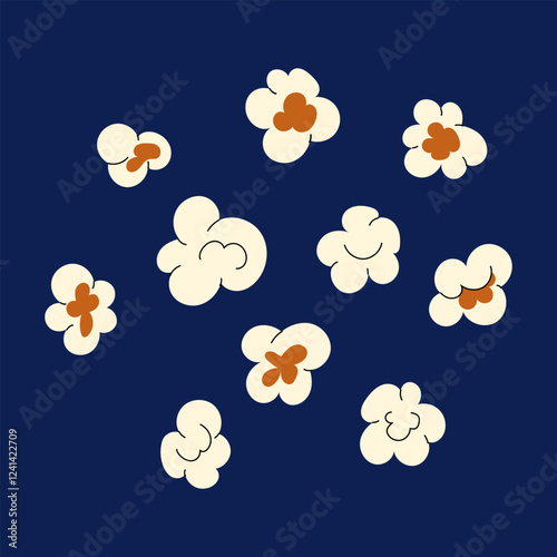 Popcorn. Corn snack for watching films. Cinema. Flat illustration.