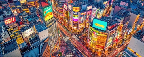 Wallpaper Mural Vibrant cityscape view with illuminated skyscrapers Torontodigital.ca