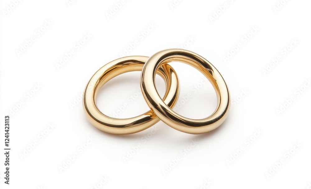 Gold rings intertwined, studio shot, white background, wedding jewelry Gold rings intertwined, studio shot, white background, wedding jewelry