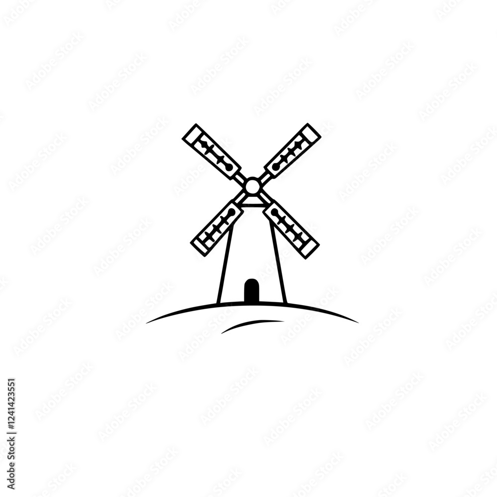 Classic Windmill Illustration: A Simple and Clean Design of a Rural Windmill Classic Windmill Illustration: A Simple and Clean Design of a Rural Windmill