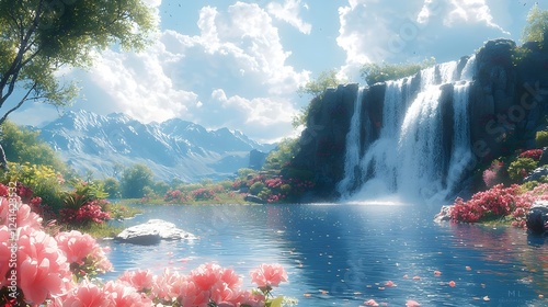 Fototapeta Naklejka Na Ścianę i Meble -  A magic garden with water fall