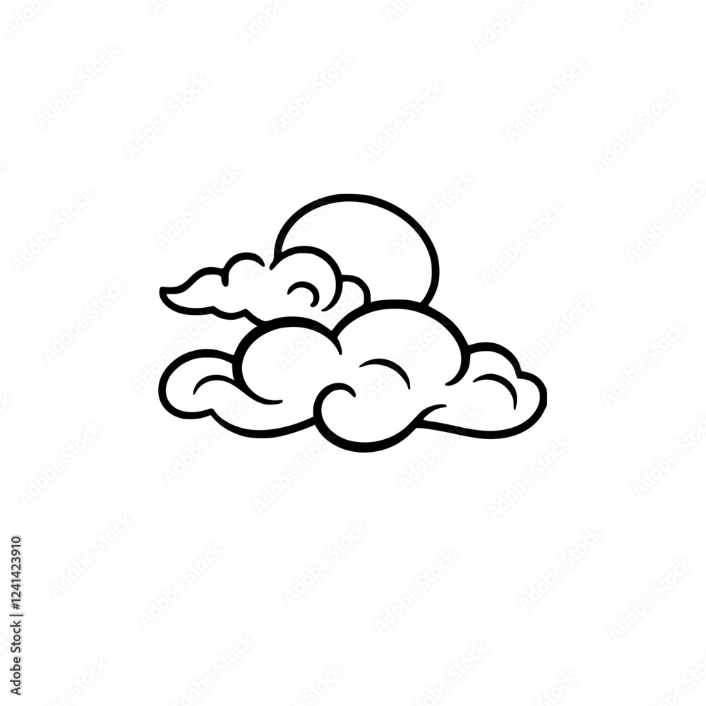 Sun and Clouds: A Minimalist Line Art Design. Simple, elegant vector graphic of a sun peeking through fluffy clouds. Perfect for various design projects. Sun and Clouds: A Minimalist Line Art Design. Simple, elegant vector graphic of a sun peeking through fluffy clouds. Perfect for various design projects.