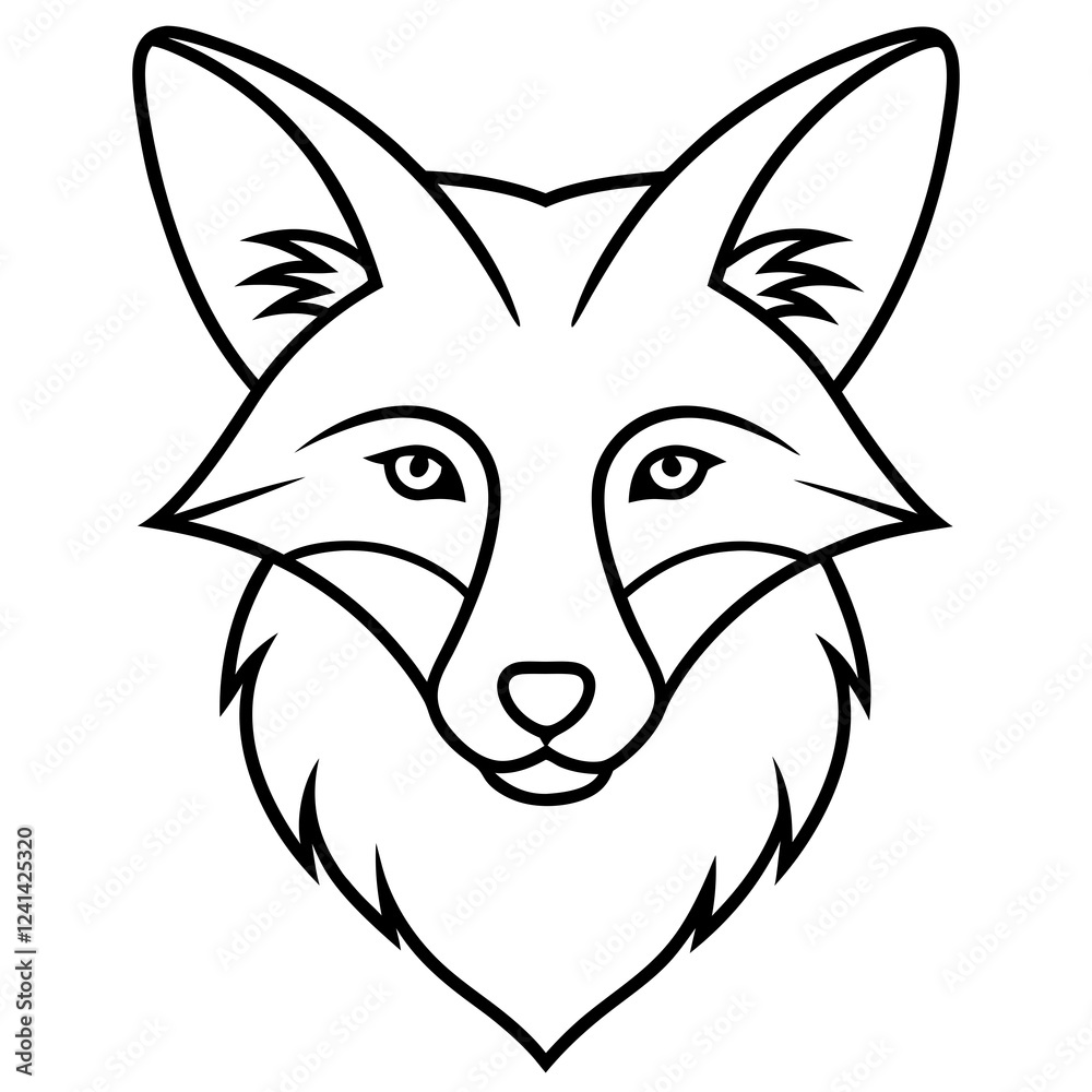 Obraz premium Elegant Fox Head Vector in One-Line Design