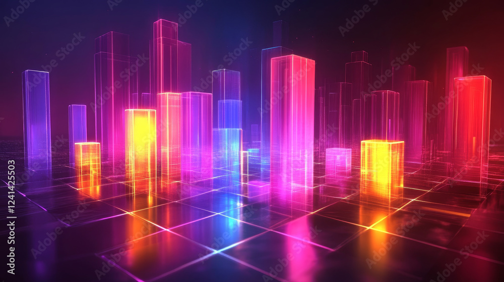 Abstract glowing bar graphs on clean background evoke energy Abstract glowing bar graphs on clean background evoke energy