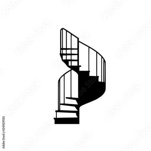 A captivating monochrome illustration of a spiral staircase, showcasing its elegant design and architectural precision. The image is a testament to the beauty of minimalist design and geometric forms.
