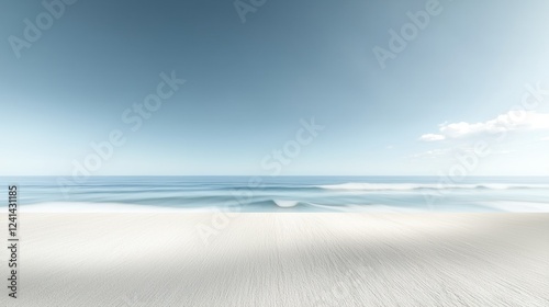 Peaceful seascape with gentle waves and minimalist beach horizon
