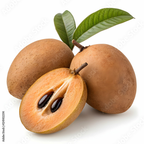 Golden-brown sapodilla fruit in high resolution for culinary creations, health-focused concepts, and organic produce presentations