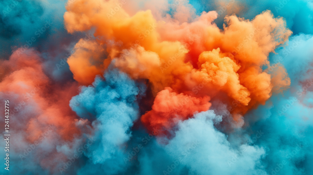 Vibrant colorful Holi powder in the air Vibrant colorful Holi powder in the air