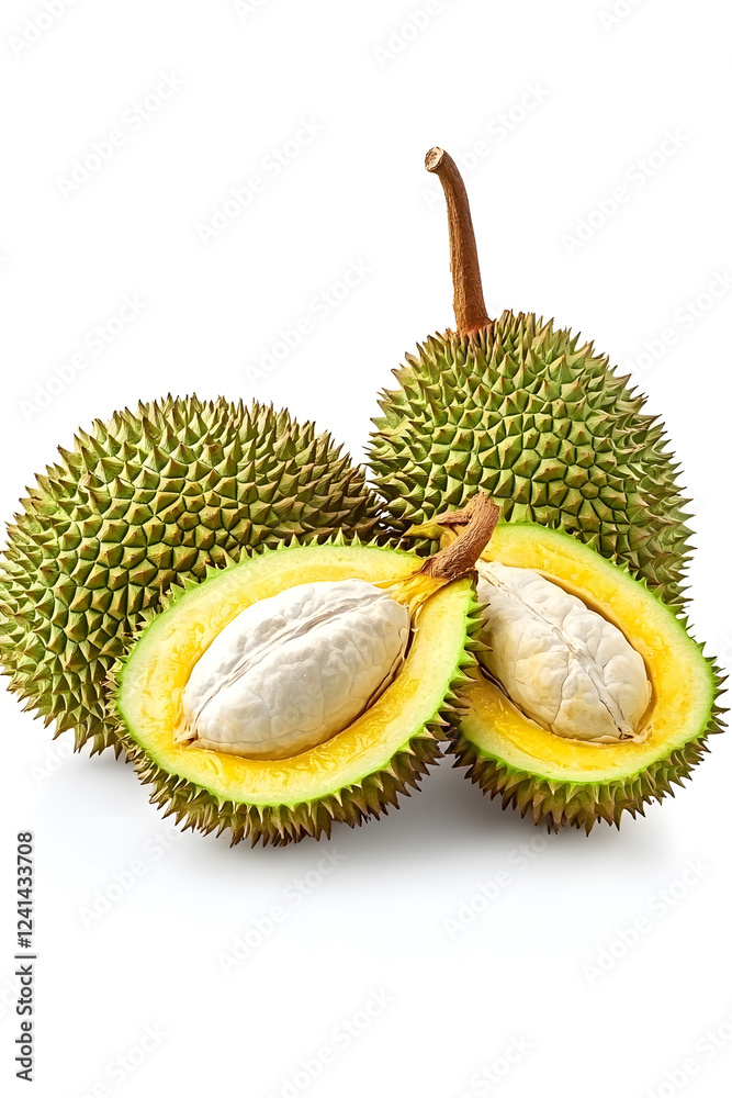 Fresh durian fruit isolated on white background Fresh durian fruit isolated on white background
