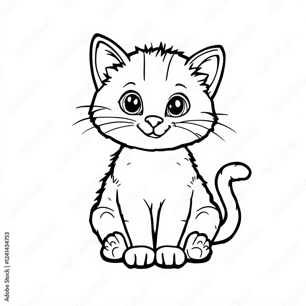 Obraz premium Cute kitten illustration, joyful expression, playful charm