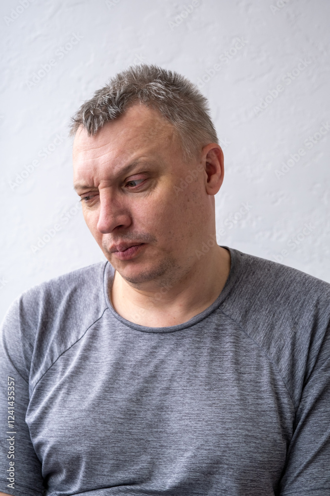 distorted face of sad and grieved very upset person, dissatisfied with his hard fate distorted face of sad and grieved very upset person, dissatisfied with his hard fate