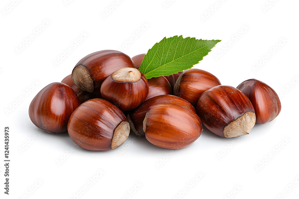 Heap of chestnuts isolated on white backdrop Heap of chestnuts isolated on white backdrop