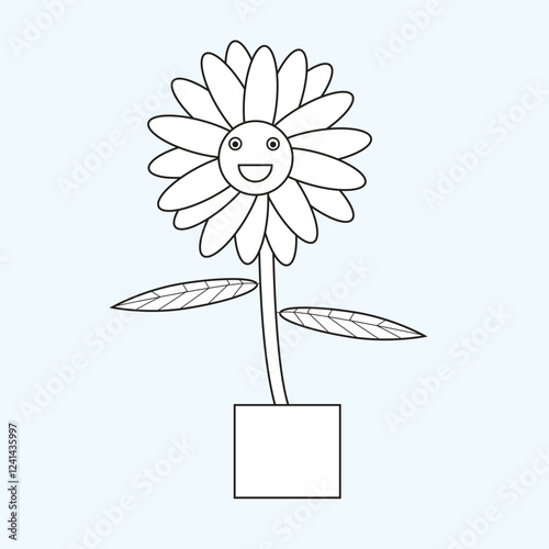 cute illustration flowers smile of coloring book children
