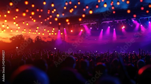 Wallpaper Mural Vibrant Music Festival Scene with Colorful Lights and Crowded Audience Torontodigital.ca