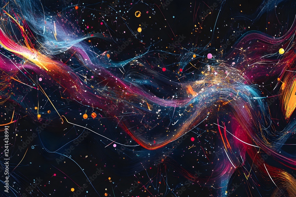 Obraz premium Stylish data flow representation with interconnected lines