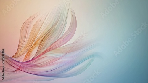 Colorful abstract flowing lines art with soft gradient background