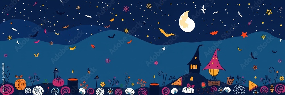 Naklejka premium Ethereal Feasting Amidst Moonlight's Enchantment