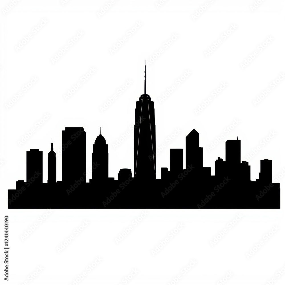 Obraz premium A vibrant city skyline at sunset showcasing buildings against a colorful sky filled with clouds silhouetted skyline cityscape architecture illustration building city vector