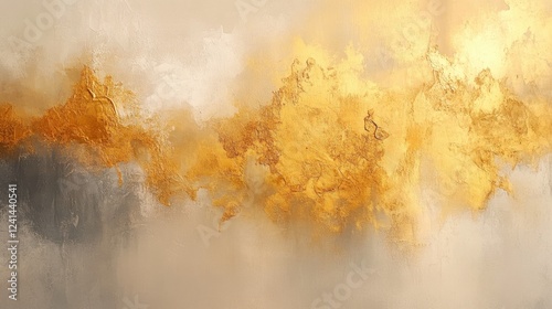 Abstract gold and gray textured wall art with metallic accents for modern interior design