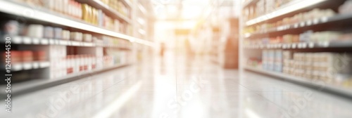 Wallpaper Mural Blurred Supermarket Interior, Aisles and Shelves, Grocery Store Ambiance Torontodigital.ca