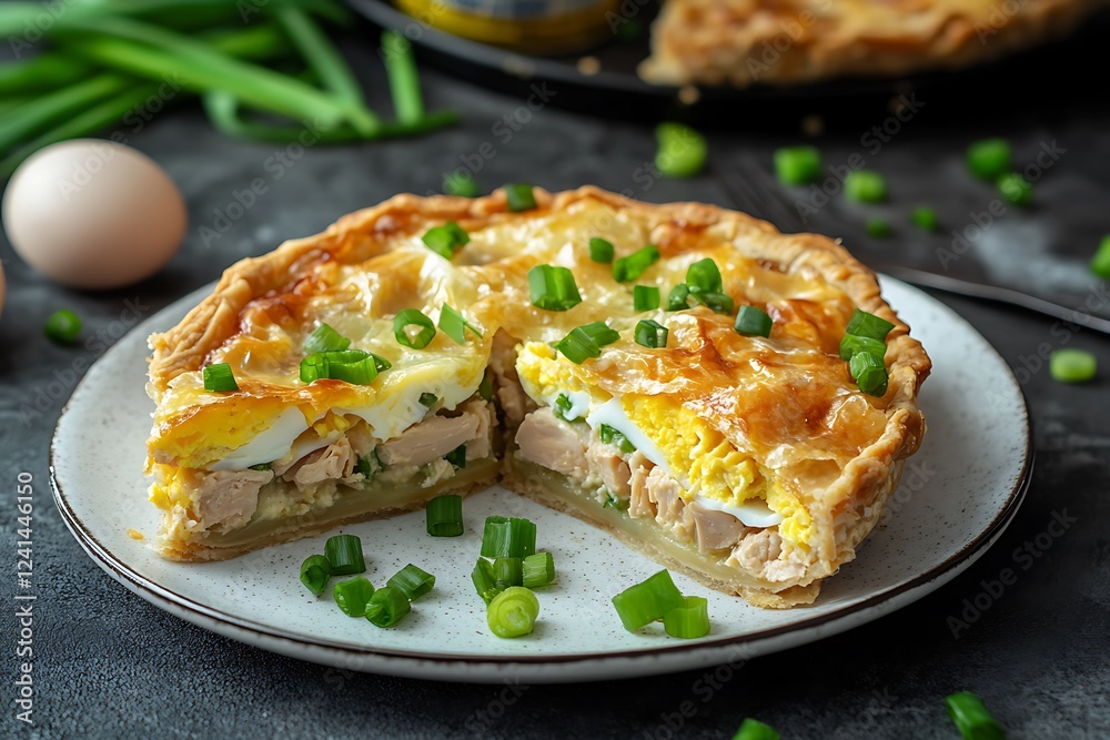 custom made wallpaper toronto digitalPieces of homemade pie with eggs, green onions and canned tuna on a white plate