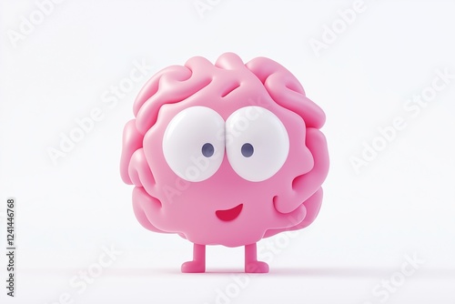 3d cartoon brain icon isolated on white background 