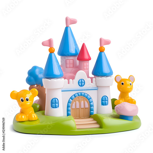 Colorful toy castle isolated on white