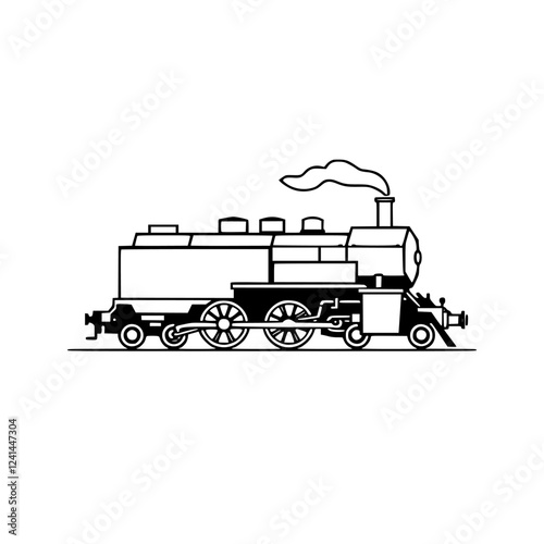 Vintage Steam Locomotive Train: A Classic Rail Journey - Retro Transportation Illustration