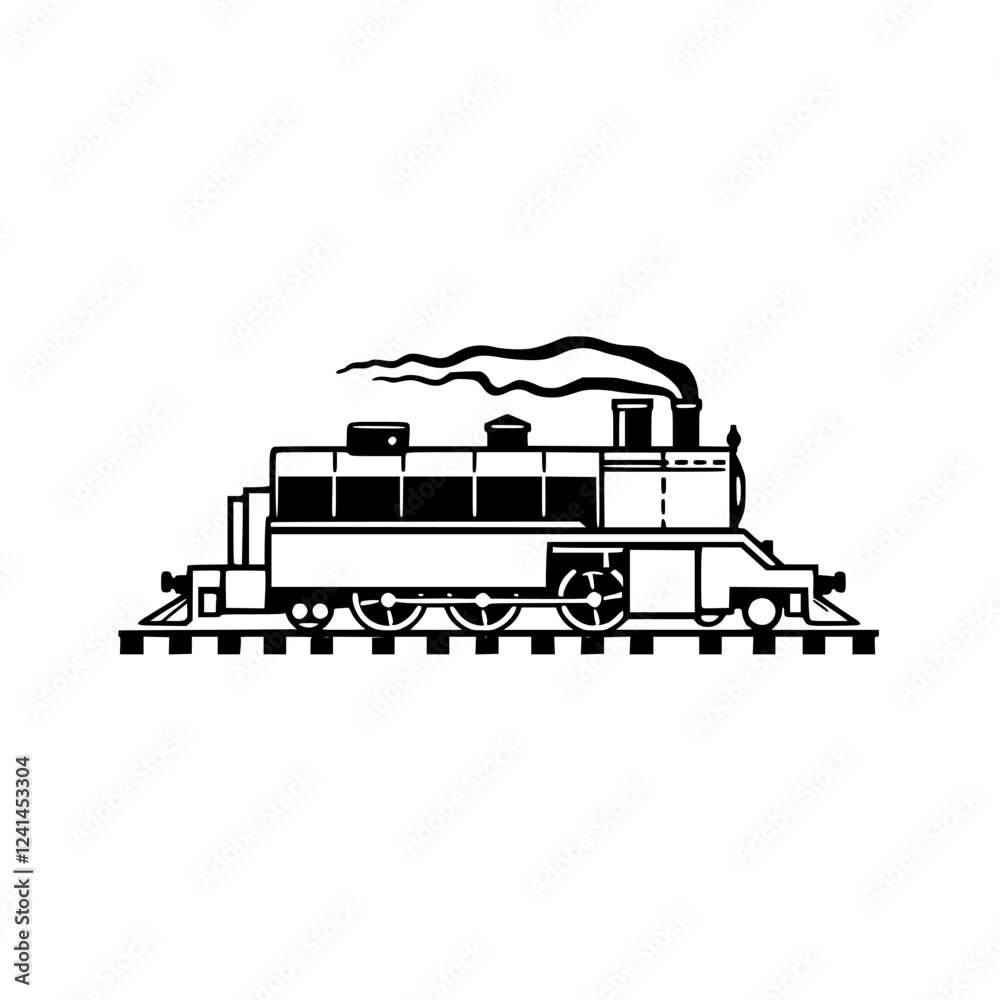 Fototapeta premium Vintage Steam Train: A Classic Rail Journey - Retro Locomotive Illustration