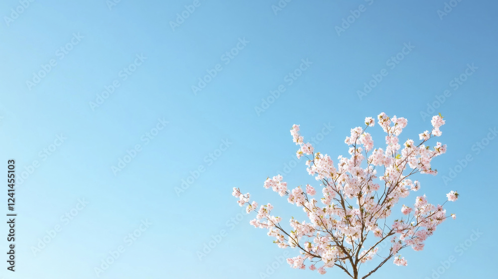 beautiful cherry blossom tree against clear blue sky, symbolizing spring arrival and nature beauty beautiful cherry blossom tree against clear blue sky, symbolizing spring arrival and nature beauty