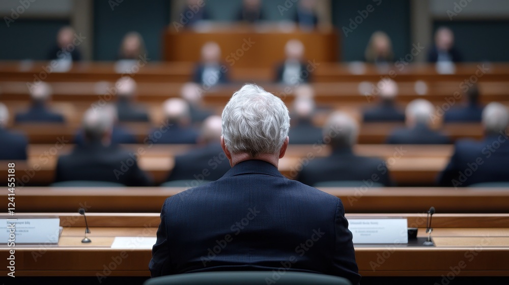 Fototapeta premium Professional Meeting with Formal Attire and Serious Discussion Focused on Government or Corporate Decisions