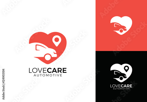 abstract love car logo. travel, transportation, health vector design concept	