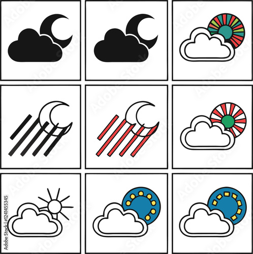 Colorful Weather Icons Set for Various Conditions