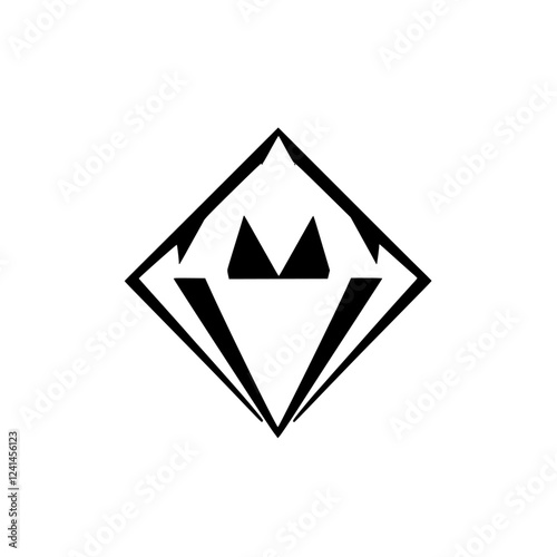 Free Download Geometric Diamond Logo: Abstract Black and White Monochrome Design. Minimalist Vector Graphic for Branding and Visual Identity - GFXLoad