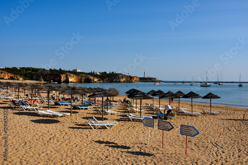 Fototapeta Naklejka Na Ścianę i Meble -  praia grande (big beach) It is located on the eastern side of the Rio Arade estuary, south of the city of Ferragudo Algarve Portugal