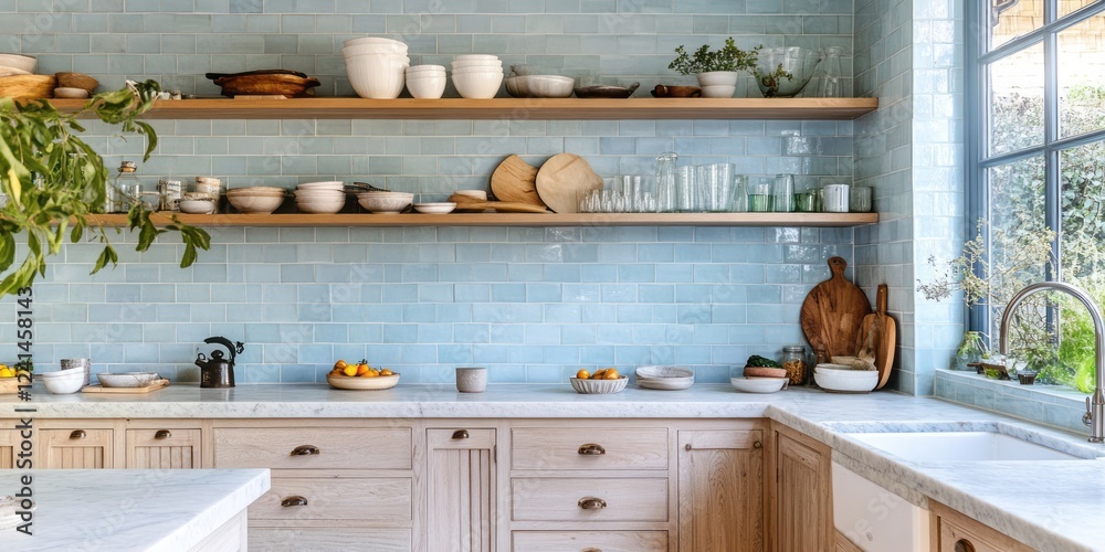 Light Wood Kitchen Cabinets And Light Blue Tile Backsplash Light Wood Kitchen Cabinets And Light Blue Tile Backsplash