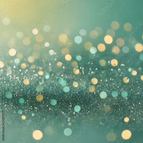 Soft teal glitter with golden highlights
