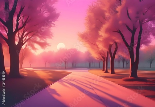 Beautiful nature with sunset landscape background. 