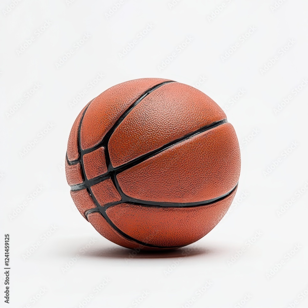 Fototapeta premium A single basketball sits on a plain white background.