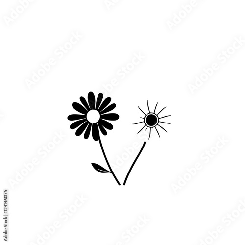 Black and White Flower Illustration: Minimalist Botanical Design. Simple, Elegant Floral Art. Perfect for Nature Lovers and Graphic Designers.