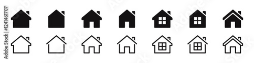 Home icons set. House, real estate symbol collection. Vector illustration.